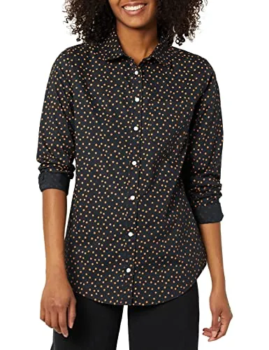 Black Rust Dots Women's Classic-Fit Long-Sleeve Button-Down Poplin Shirt - AE Store