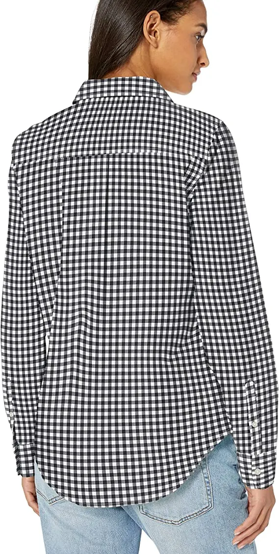 Black Rust Dots Women's Classic-Fit Long-Sleeve Button-Down Poplin Shirt - AE Store