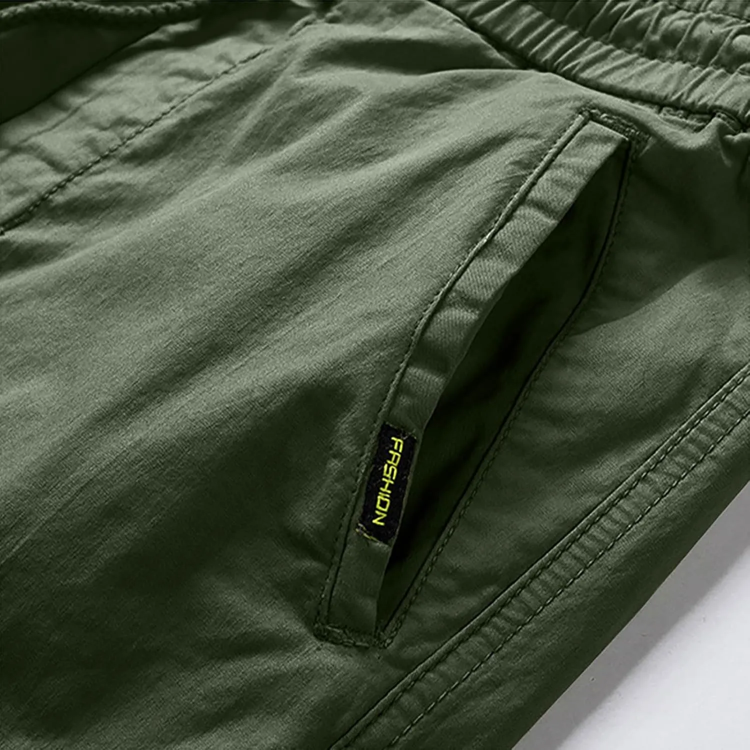 Casual Cargo Pants for Men Drawstring Elastic Waist Athletic Tapered Pants Outdoor Sports Joggers with Multi Pockets