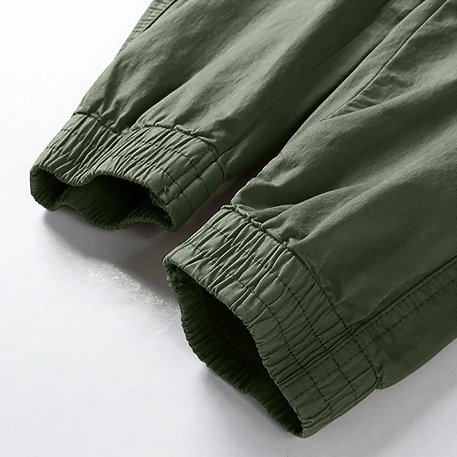 Casual Cargo Pants for Men Drawstring Elastic Waist Athletic Tapered Pants Outdoor Sports Joggers with Multi Pockets