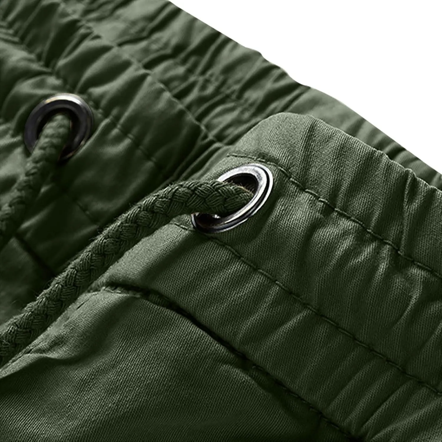 Casual Cargo Pants for Men Drawstring Elastic Waist Athletic Tapered Pants Outdoor Sports Joggers with Multi Pockets