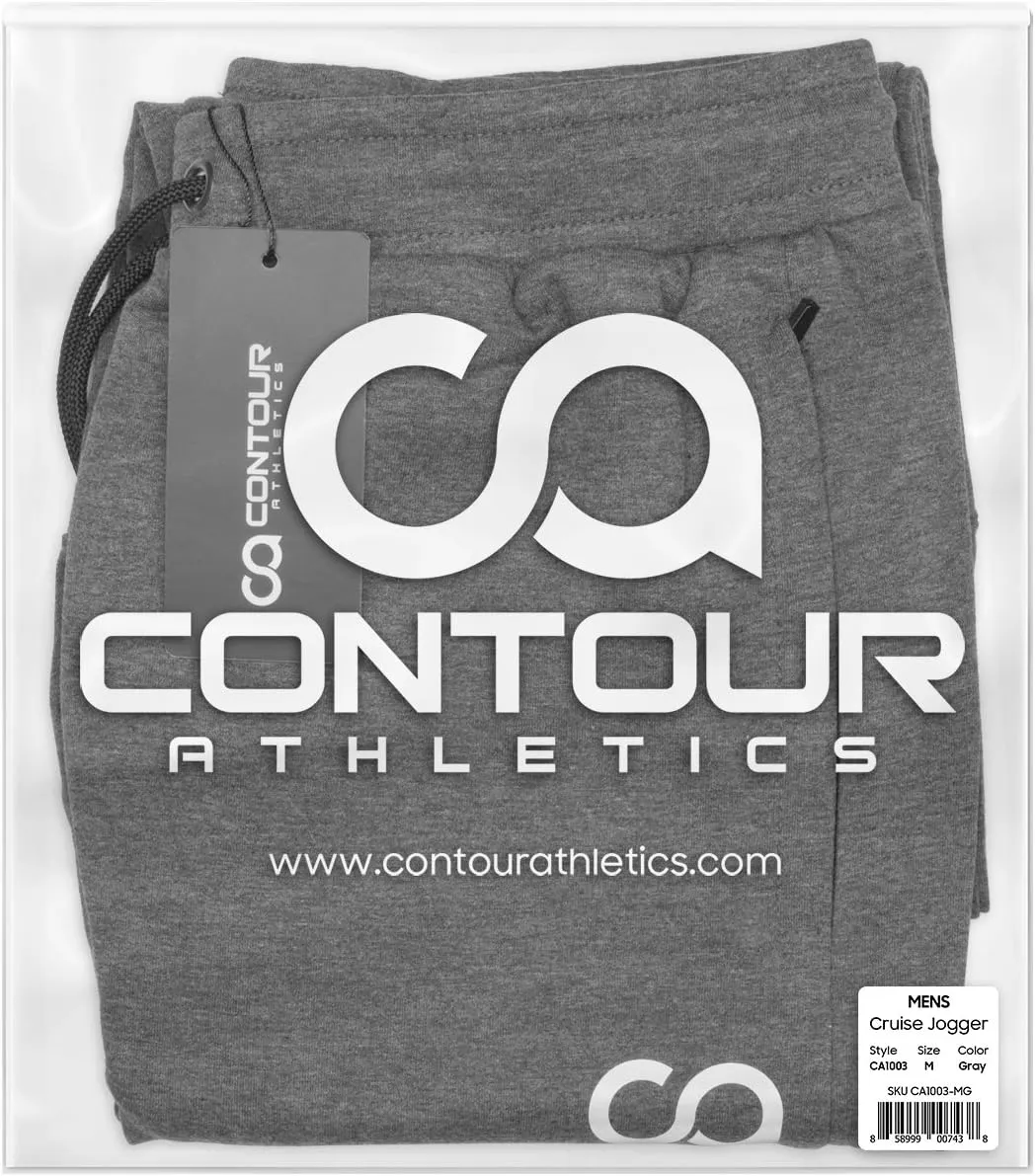 Contour Mens Sweatpants with Pockets Zipper, Cruise Sweatpants for Men, Joggers for Men Slim Fit, Mens Joggers for Workout