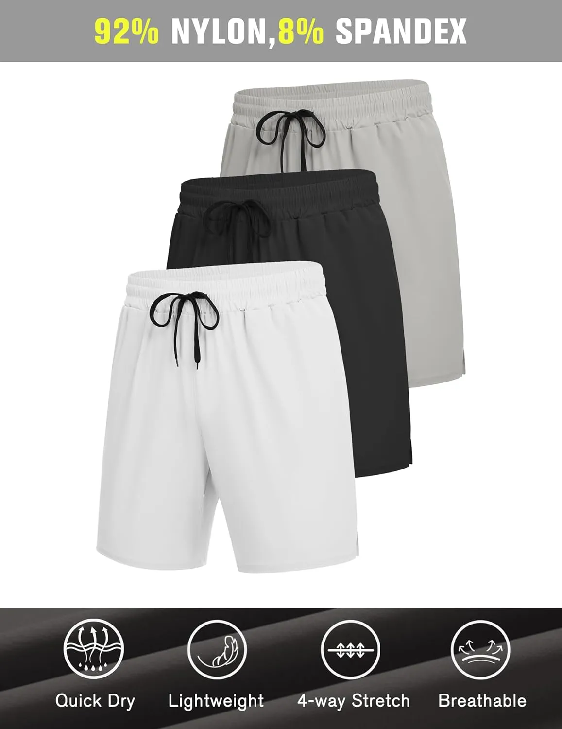 COOFANDY Men's 3 Pack Athletic Running Shorts Gym Workout Short Quick Dry Sports Short with Pockets