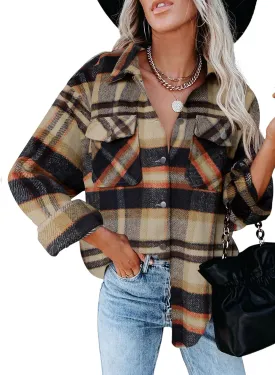 Dokotoo Womens Corduroy Button Down Shirts Boyfriend Long Sleeve Oversized Blouses Tops