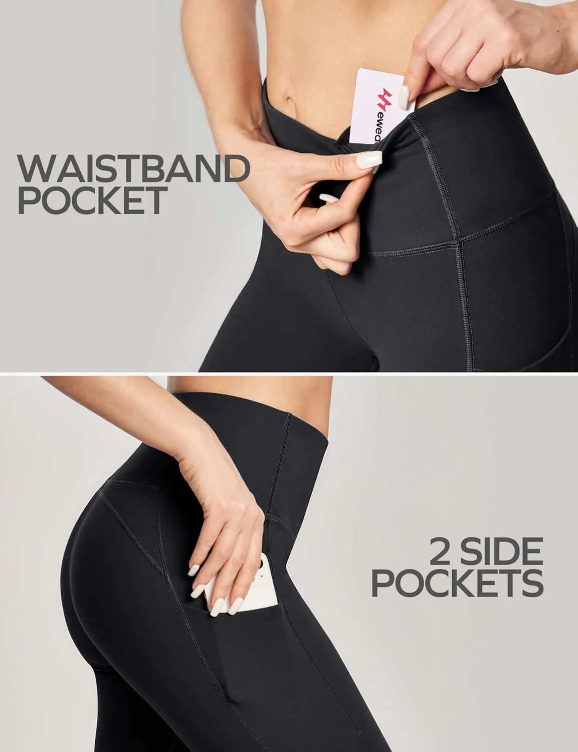 Ewedoos Capri Leggings for Women with Pockets Women's Capris Knee Length High Waisted Yoga Pants Compression Workout Leggings