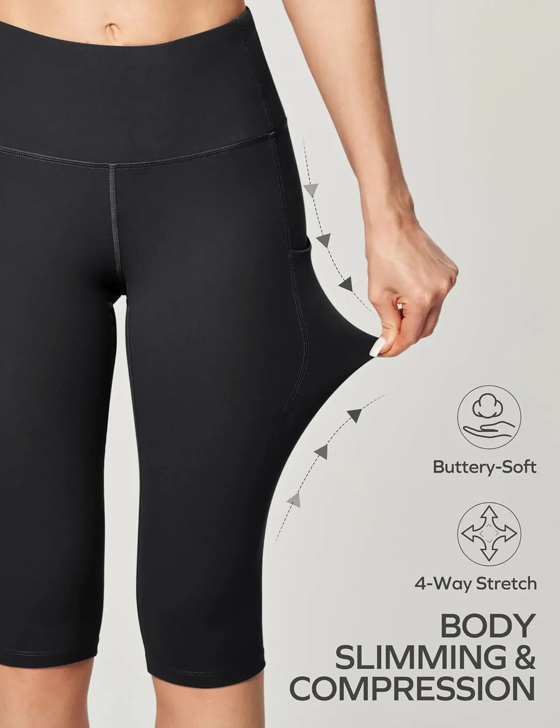 Ewedoos Capri Leggings for Women with Pockets Women's Capris Knee Length High Waisted Yoga Pants Compression Workout Leggings