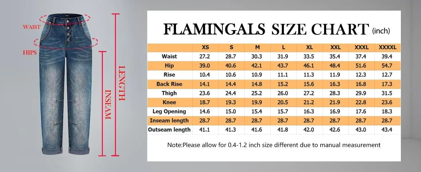 Flamingals Women's Stretchy Straight Leg Casual Low Rise Jeans Wash Button Fly Stitch Detail 90s Trendy Denim Jeans