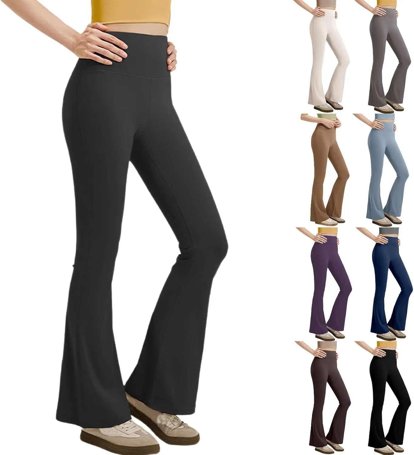 Flare Leggings for Women Tummy Control High Waisted Compression Workout Leggings Stretchy Wide Leg Yoga Work Pants