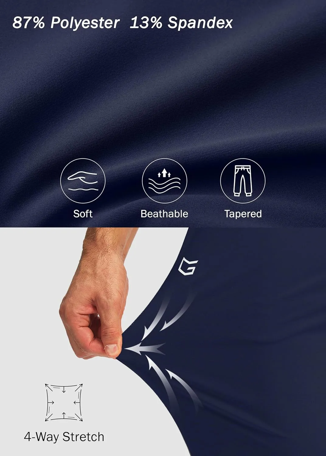 G Gradual Men's Joggers with Zipper Pockets Workout Track Pants Stretch Sweatpants for Men Athletic, Gym, Running