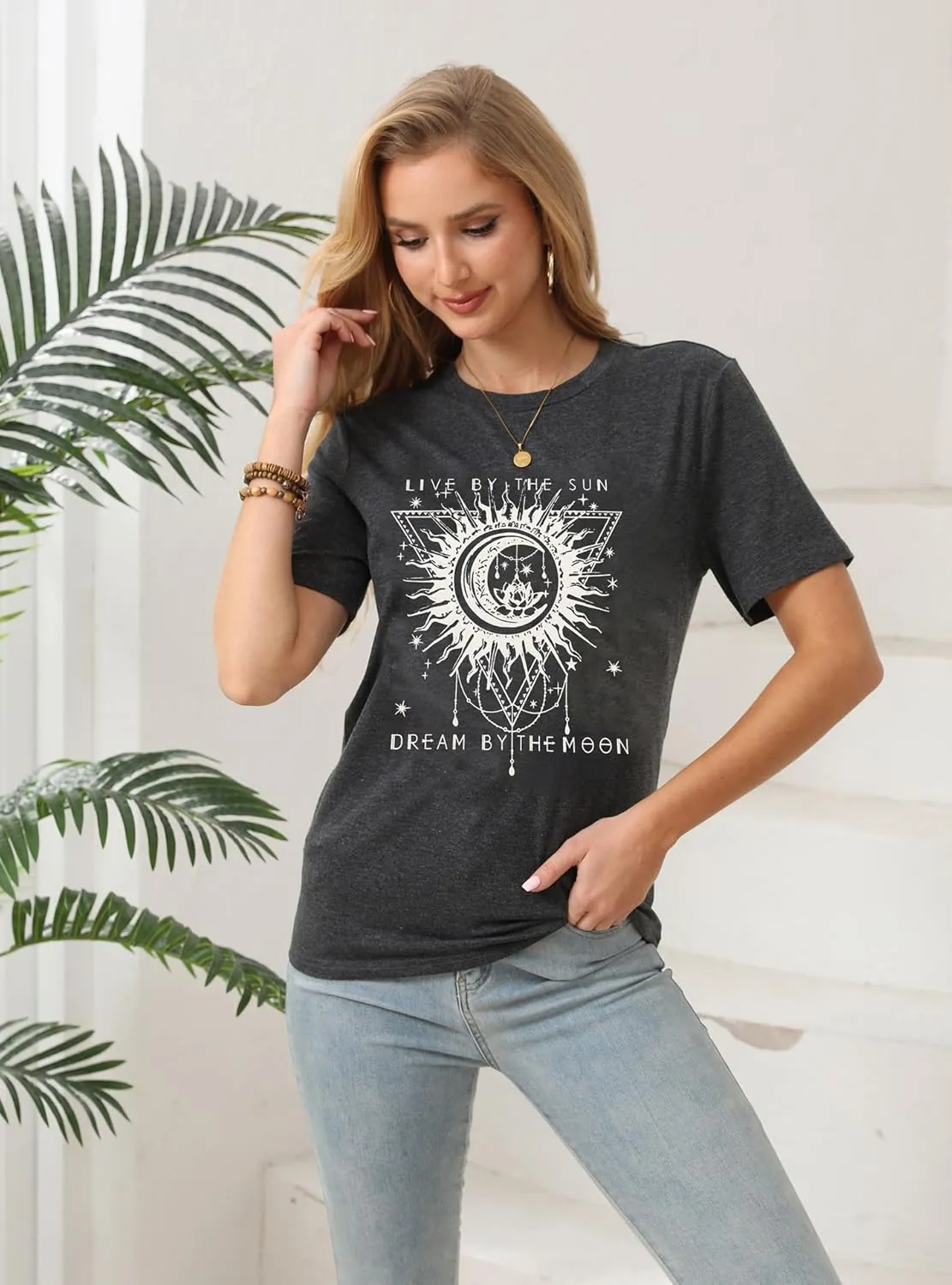 IRISGOD Womens Graphic Tees Casual Summer Short Sleeve Vintage T Shirts Tops