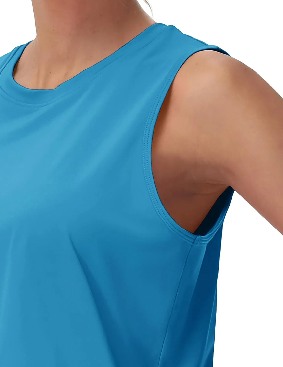 MAGCOMSEN Women's Workout Cropped Tops UPF 50  Athletic Running Tank Tops Sleeveless Gym Sports Muscle Shirts