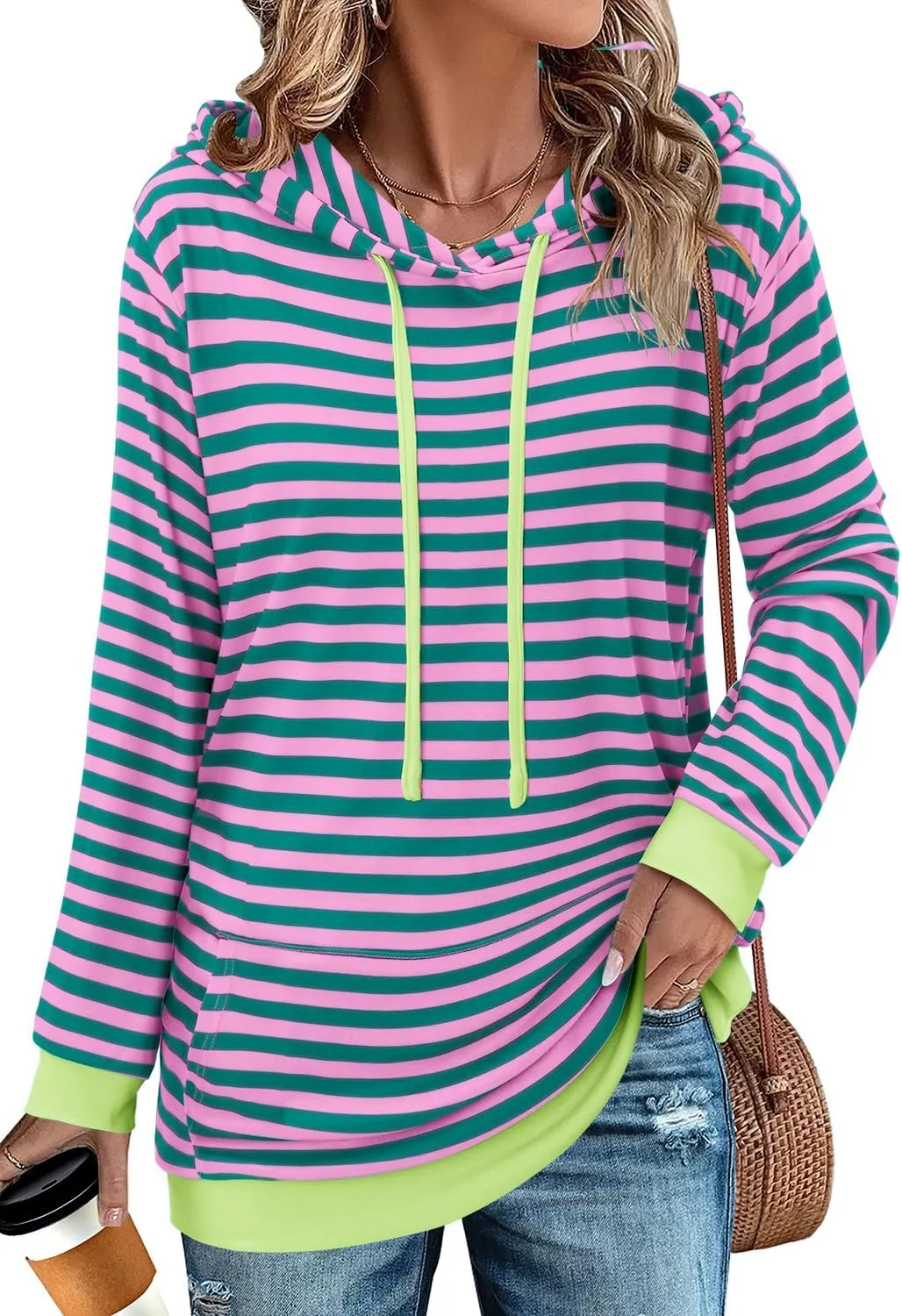 onlypuff Women's Pullover Hoodies Teen Girls Trendy Fall Fashion Tops Hooded Sweatshirts