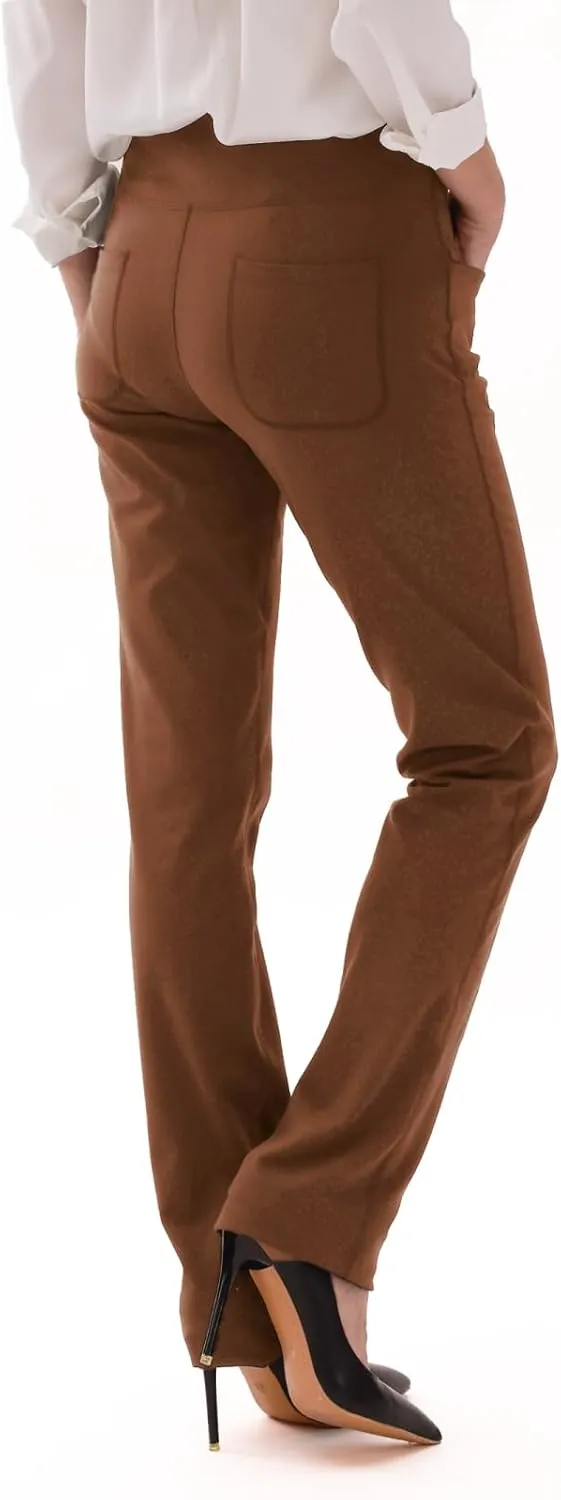 Safort Women's Yoga Pants Straight Leg Yoga Dress Pants 28"/30"/32"/34" Long Tall Inseam Stretch Slacks Pocket for Workout