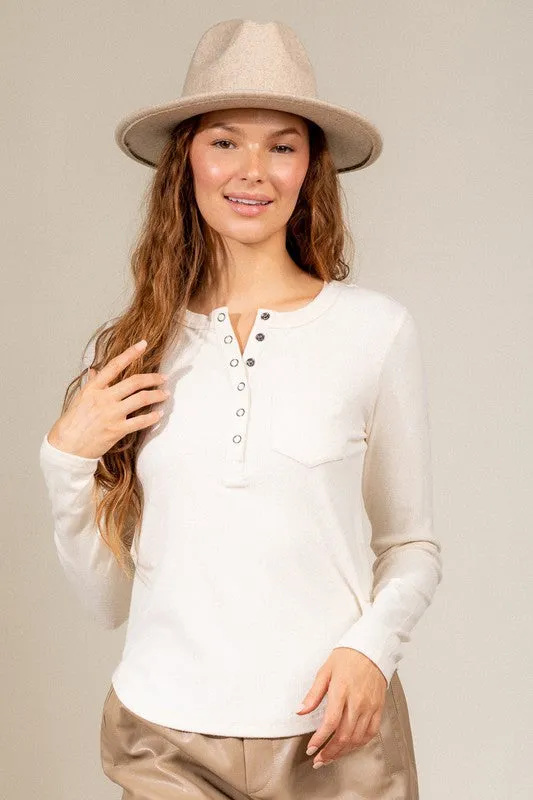 Soft cozy brushed ribbed knit top