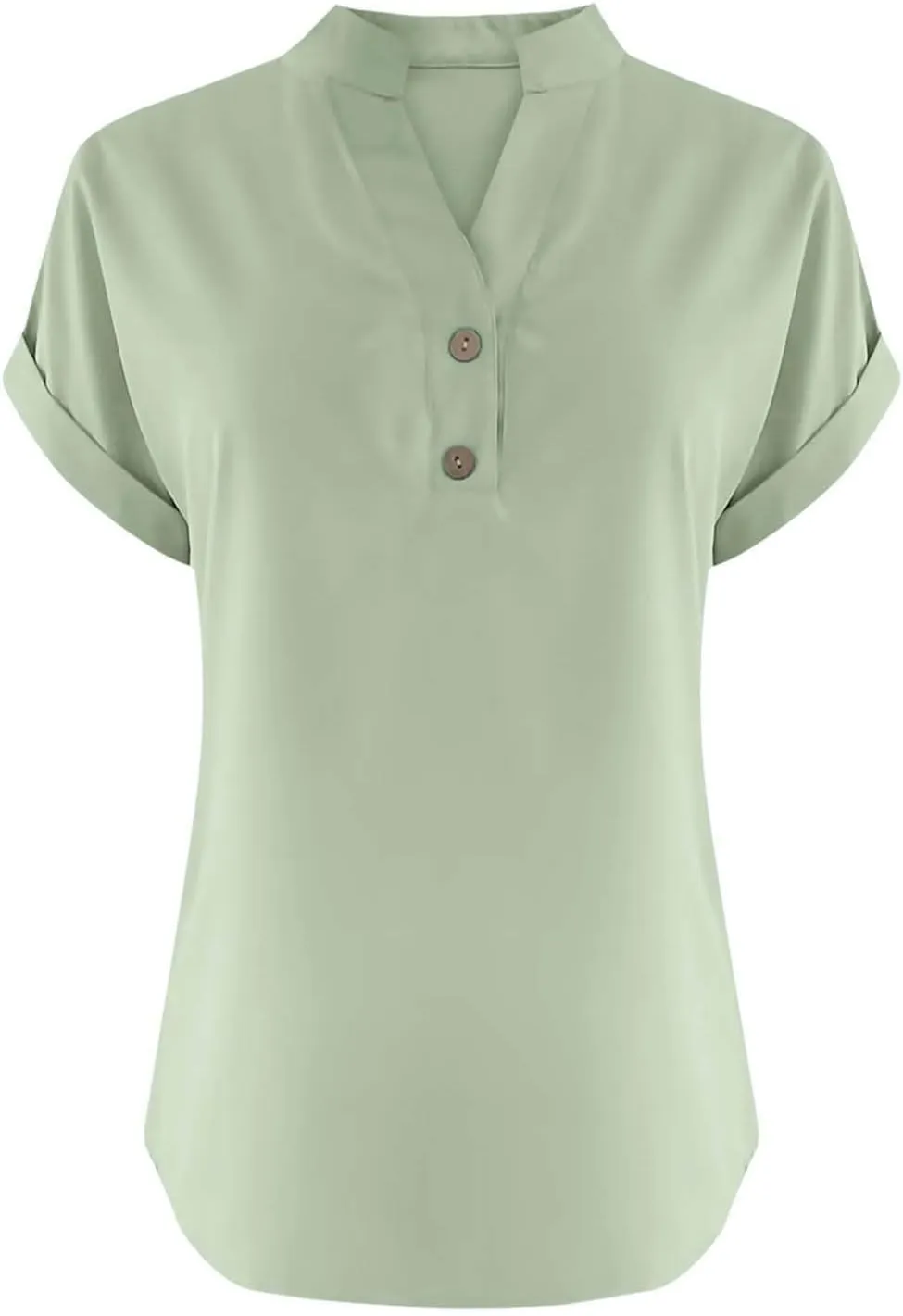 Summer Tops for Women 2025 Trendy Short Sleeve Cotton Linen Shirt Casual Button v Neck Tunic Blouses Outfits