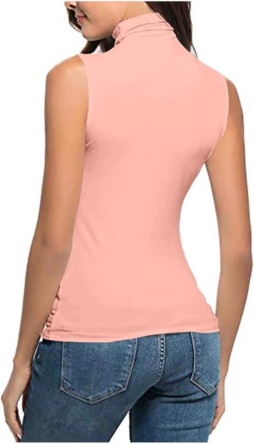 TANGNADE Sleeveless Turtlenecks for Women Tunic Plus Size Mock Neck Soft Tank Tops Basic Stretch Slim Fit Undershirts
