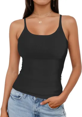 Tank Tops for Women, Spaghetti Strap Tank Top, Scoop Neck Ribbed Tank Tops, Summer Camisole Going Out Tops Shirt