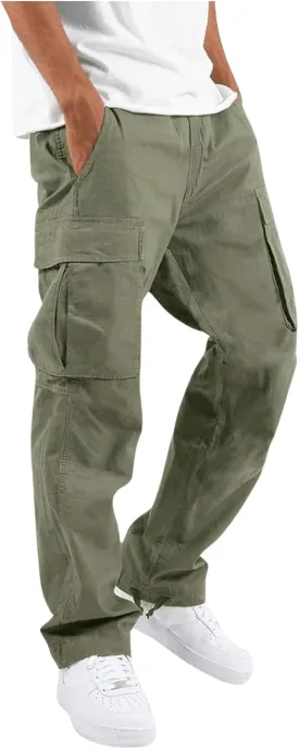 Verdusa Men's Casual Joggers Pant Drawstring Waist Cargo Pants Trousers with Pockets