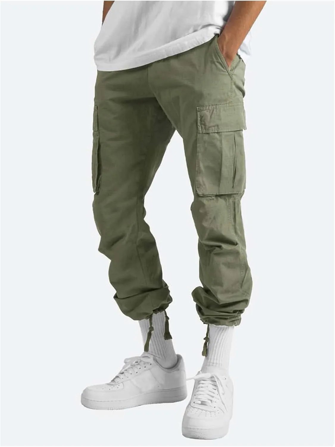 Verdusa Men's Casual Joggers Pant Drawstring Waist Cargo Pants Trousers with Pockets