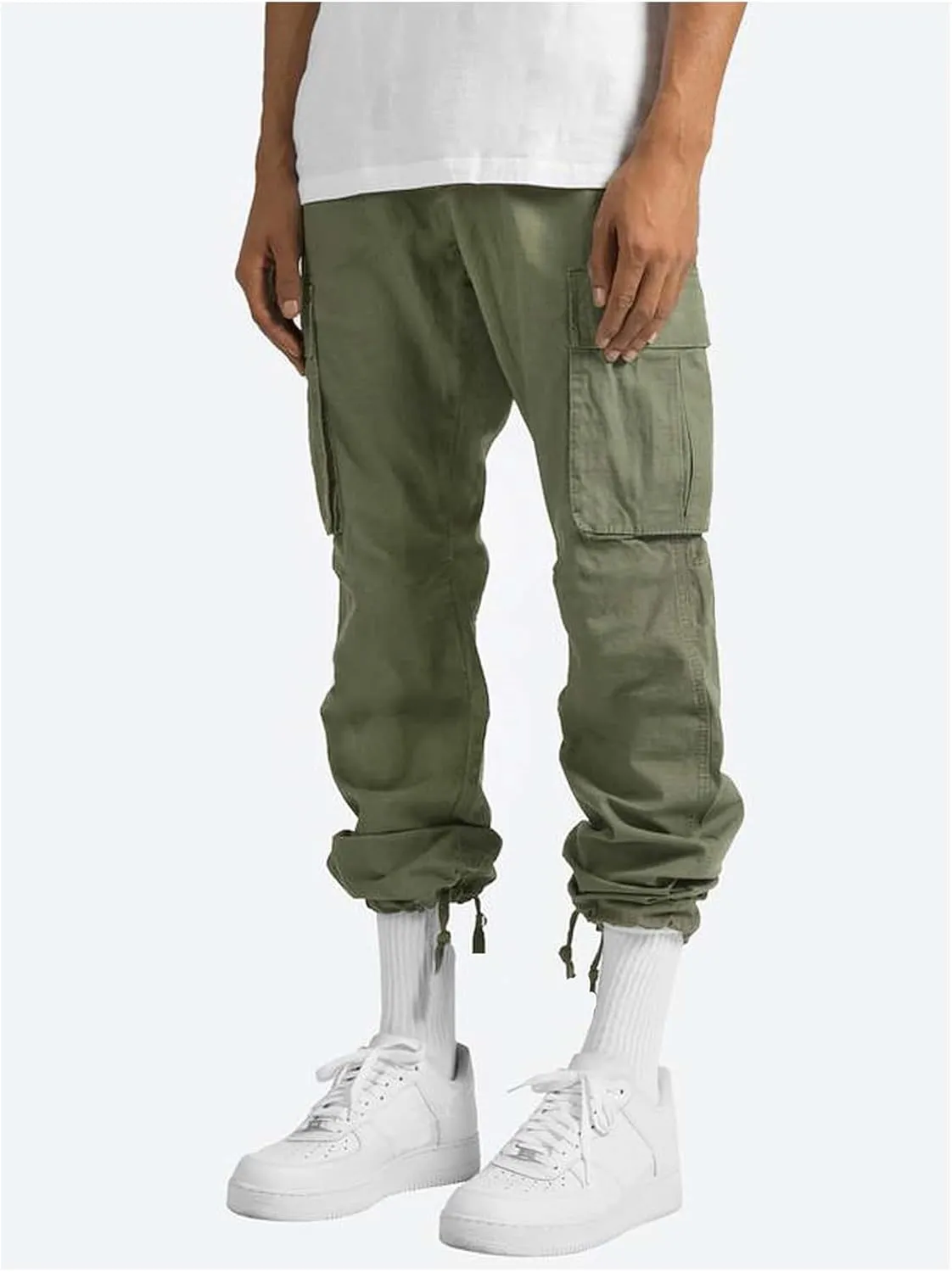 Verdusa Men's Casual Joggers Pant Drawstring Waist Cargo Pants Trousers with Pockets