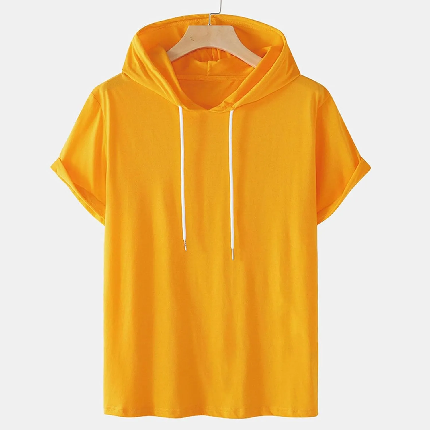 Women Casual Athletic Tops Summer Short Sleeve Hoodie Sweatshirts Spring Drawstring Hooded Pullover Sports Tops
