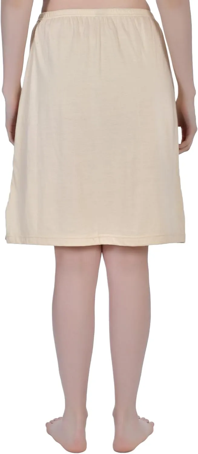 Women's Cotton Knee Length Underdress Side Slit Everyday Layers Half Slip Skirt Pack of 1