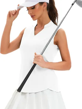 Womens Golf Shirt V Neck Sleeveless Polo Shirts Athletic Tennis Tank Tops Moisture Wicking Lightweight Sports Top