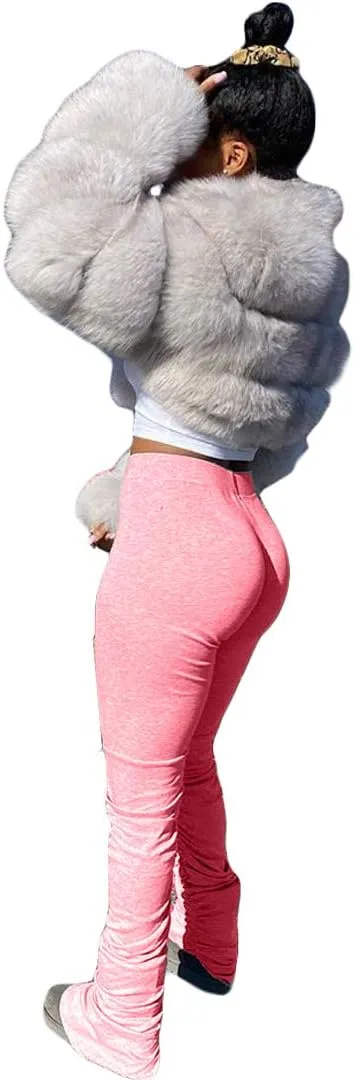 Women's High Waist Long Joggers Workout Active Pants Jogging Yoga Sports Stacked Leggings Sweatpants