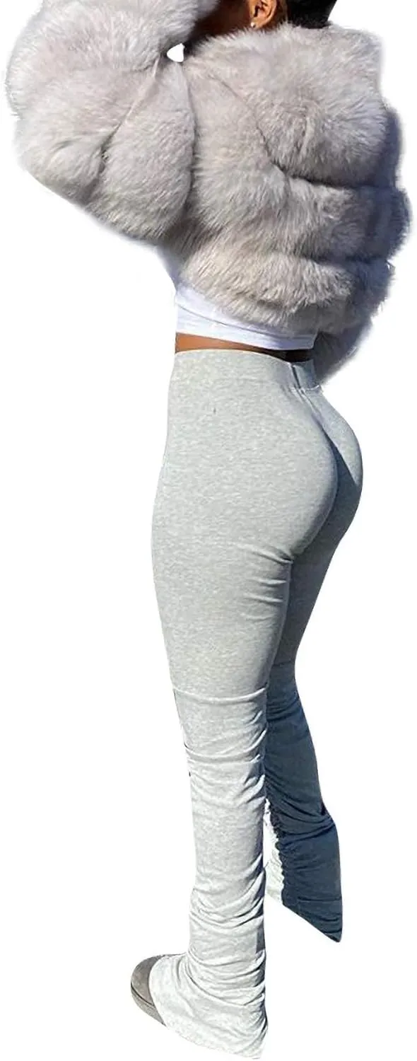 Women's High Waist Long Joggers Workout Active Pants Jogging Yoga Sports Stacked Leggings Sweatpants