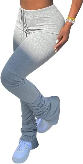 Women's High Waist Long Joggers Workout Active Pants Jogging Yoga Sports Stacked Leggings Sweatpants