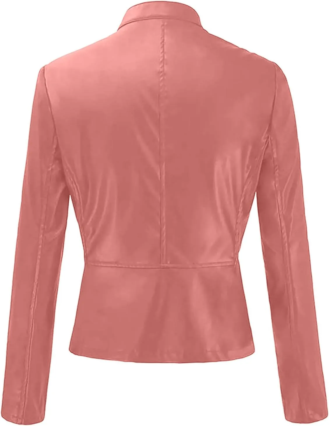 Women's Leather Jackets, Zip Motorcycle Jacket Quilted Lightweight Coat Vegan Pu Leather Fashion Outerwear
