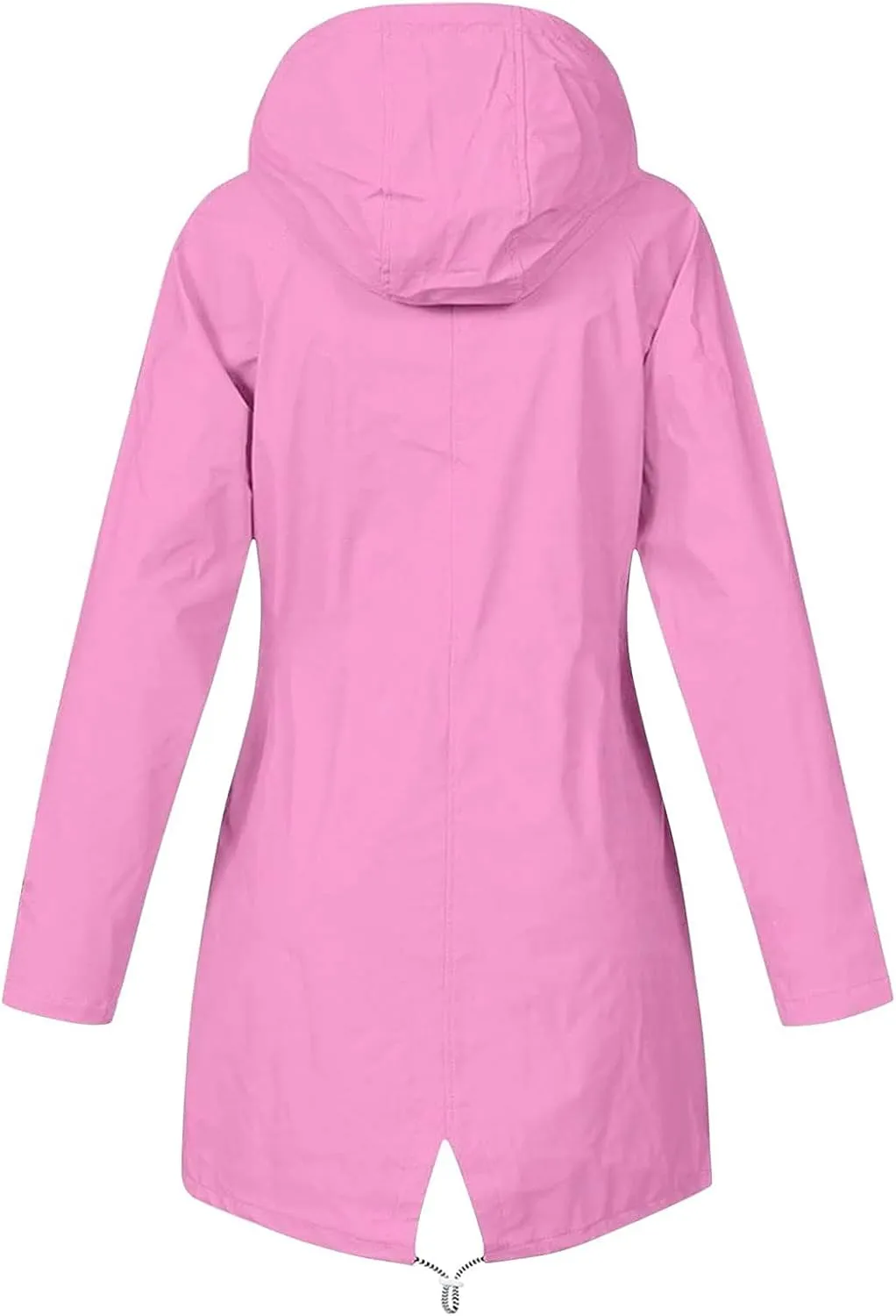 Womens Rain Jacket Lightweight Waterproof Long Hooded Raincoat Striped Lined Hiking Travel Trench Coats Windbreaker