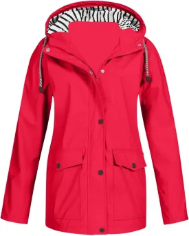 Women's Rain Jacket with Hood Packable Waterproof Rain Coats Oversized Travel Raincoats Windbreaker with Pockets